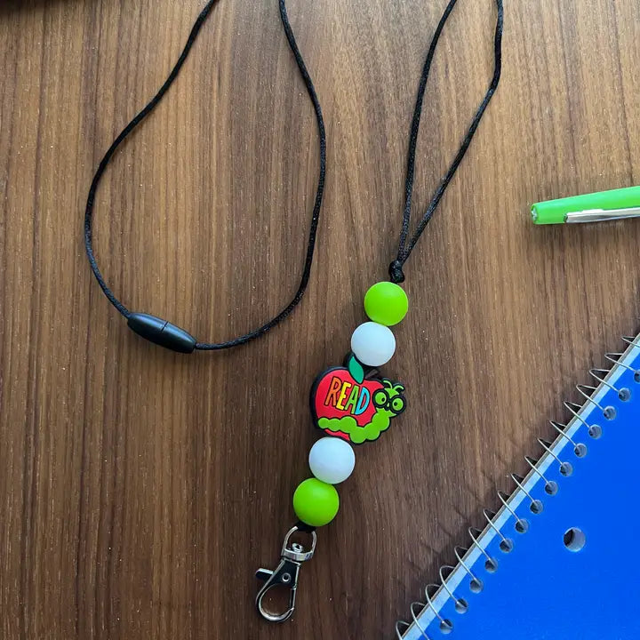 Silicone Read Apple Lanyard-20” Long with Breakaway Clasp
