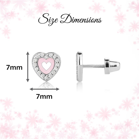 Sterling Silver Pink Heart Earrings