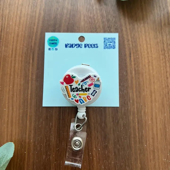 Teacher Supply Heart Badge Reel