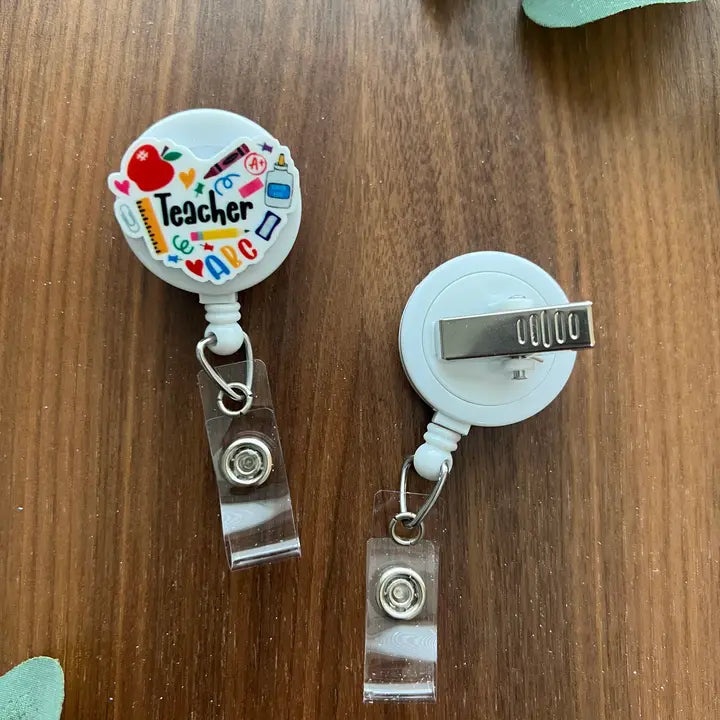 Teacher Supply Heart Badge Reel