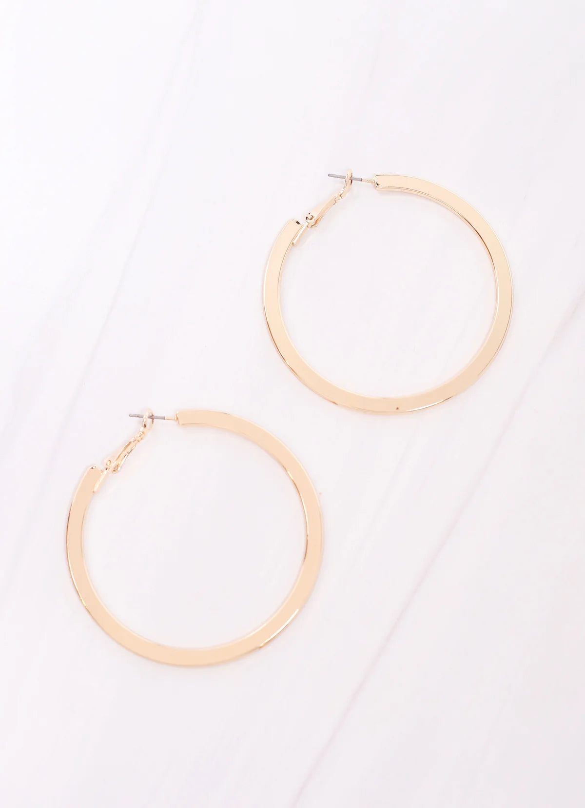 Caroline Hill Shiny Gold Suffield Flat Hoop Earrings