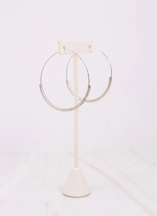 Caroline Hill Silver Sand Dunes Threader Hoop Earrings