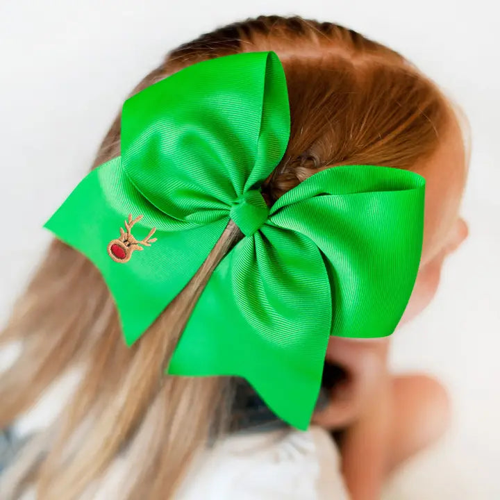 Viv & Lou Rudolph Green Kids' Hair Bow