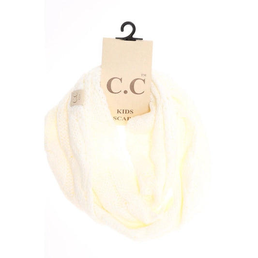 Kids Ivory Solid Cable Knit C.C Infinity Scarf