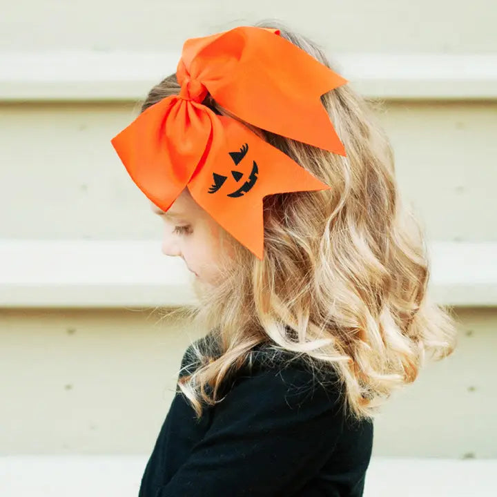 Viv & Lou Girls Jackie-O-Lantern Orange Bow