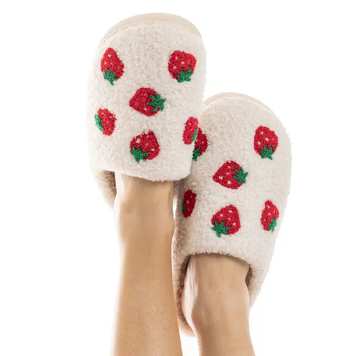 Katydid Strawberry Fuzzy Slippers