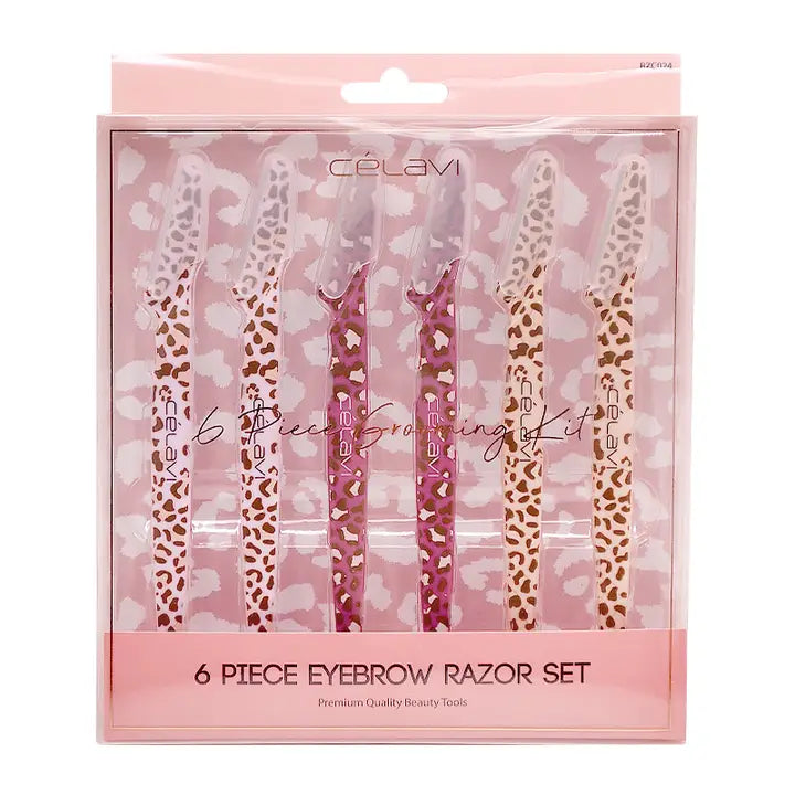 Celavi Animal Print 6 Piece Eyebrow Razor Set