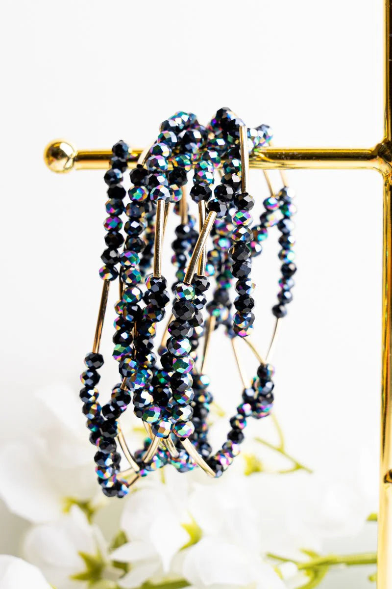Sunday Brunch Iridescent Black Beaded Bracelet Set