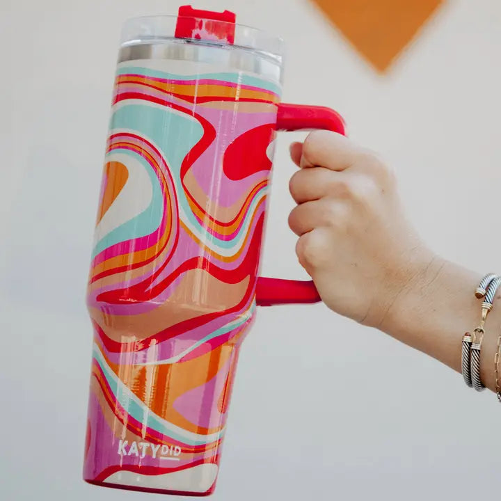 Katydid Groovy Swirls Insulated Tumbler Cup w/ Handle
