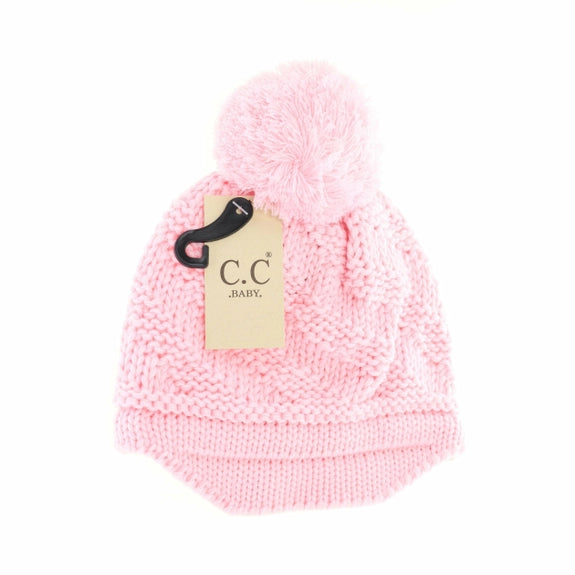 C.C Baby Brim Beanie Hat with Pom Pale Pink