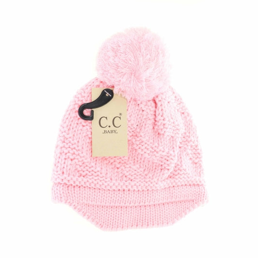 C.C Baby Brim Beanie Hat with Pom Pale Pink