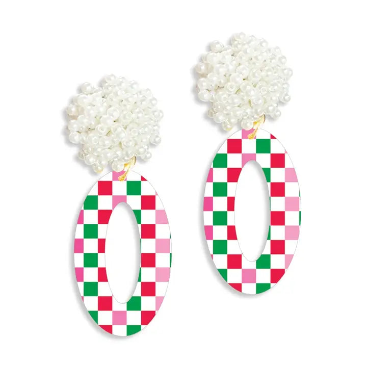 Viv & Lou Check It Out Oval Earrings