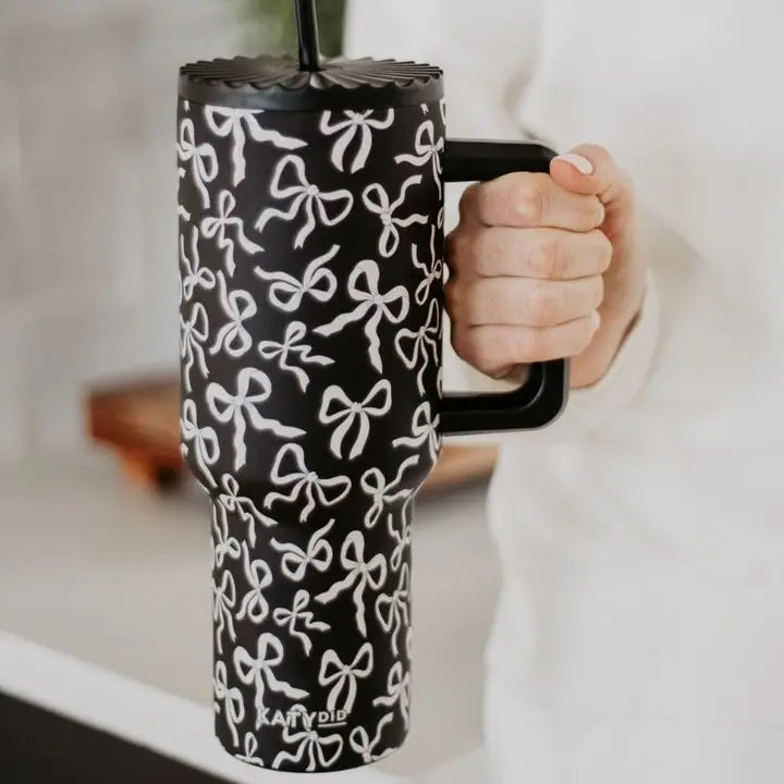 Katydid Black & White Bows All Over Tumbler