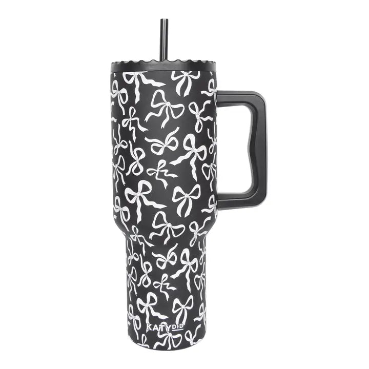 Katydid Black & White Bows All Over Tumbler