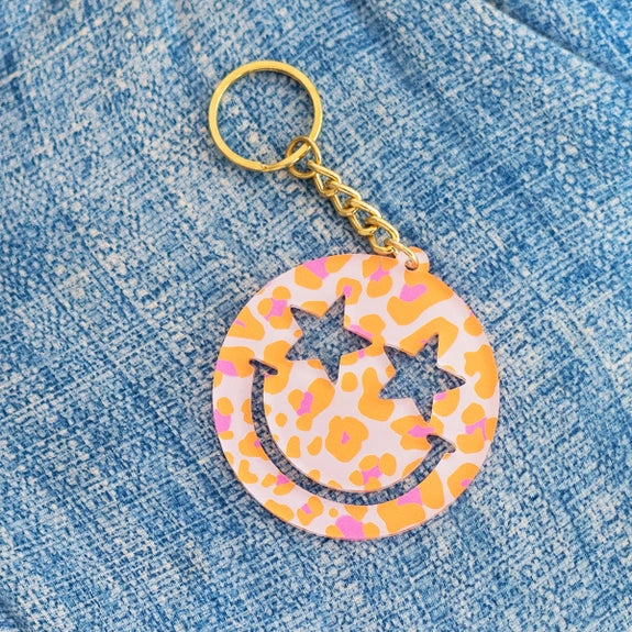 Viv & Lou Smitten Kitten Star Eyes Smile Keychain