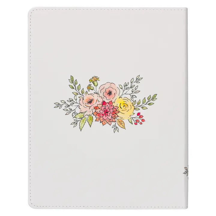 Kjv My Creative Bible Faux Leather, White Floral Printed