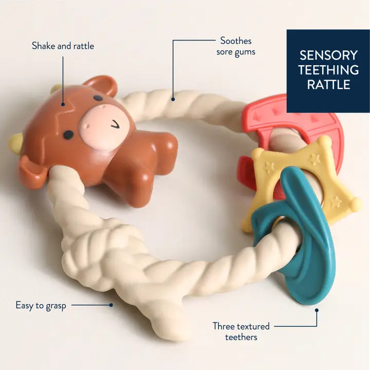 Ritzy Rattle Silicone Teether Rattle Highland Cow