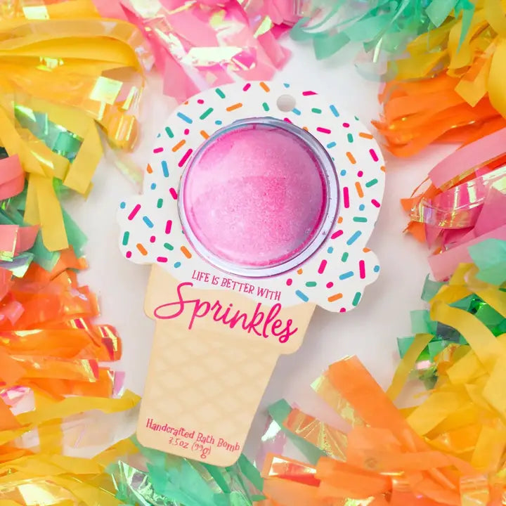 Life Is Better with Sprinkles Ice Cream Clamshell Bath Bomb