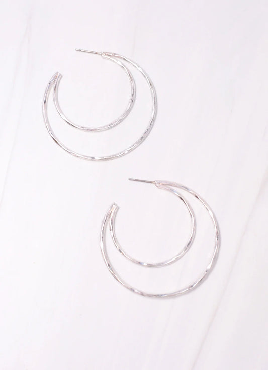 Caroline Hill Worn Silver Quentin Open Hoop Earrings