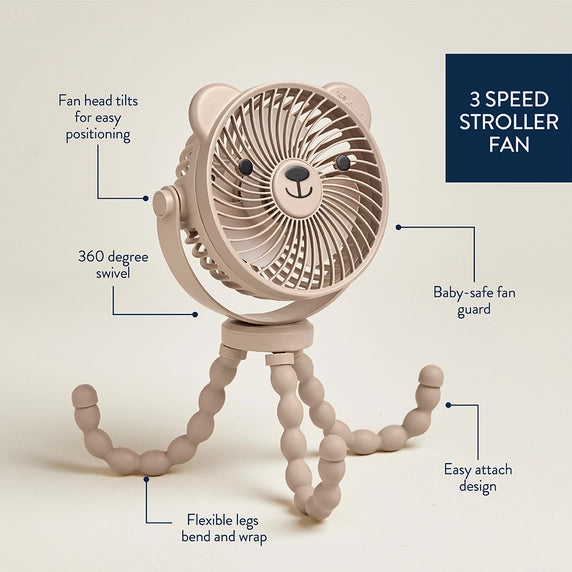 Itzy Breeze 3-Speed Stroller Fan Bear