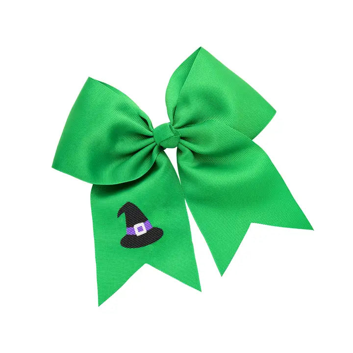 Viv & Lou Girls Witch Hat Green Hair Bow