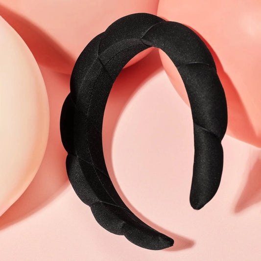 Kitsch Black Recycled Fabric Puffy Headband