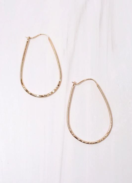 Caroline Hill Gold Sablon Hammered Drop Earrings