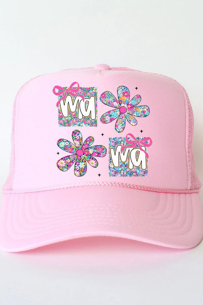 Vibrant Floral Mama Otto Soft Pink Foam Front Trucker Hat