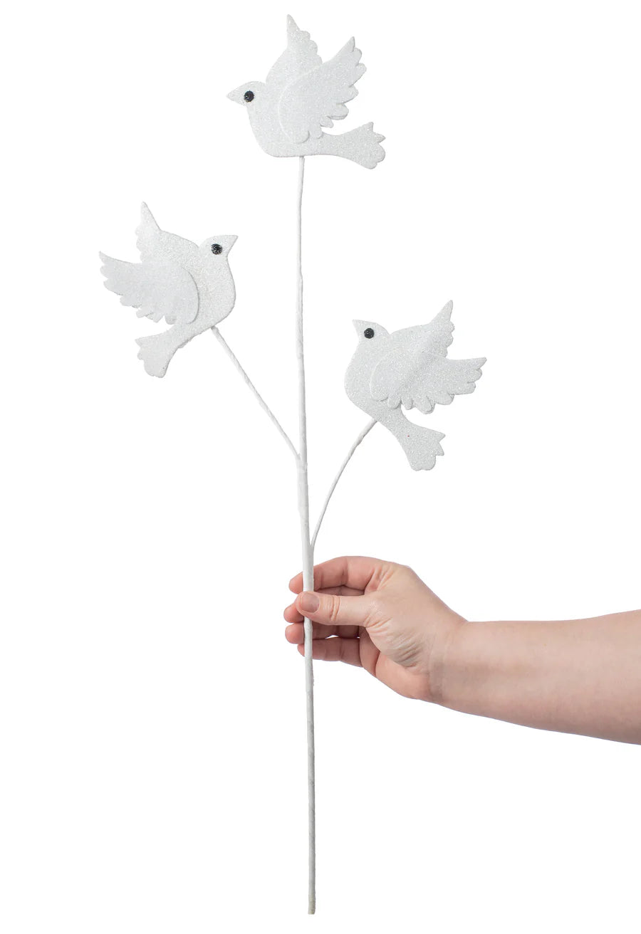 25" Glitter Doves Spray
