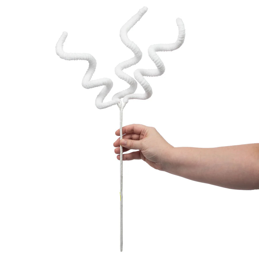 22" Curly Chenille Spray White