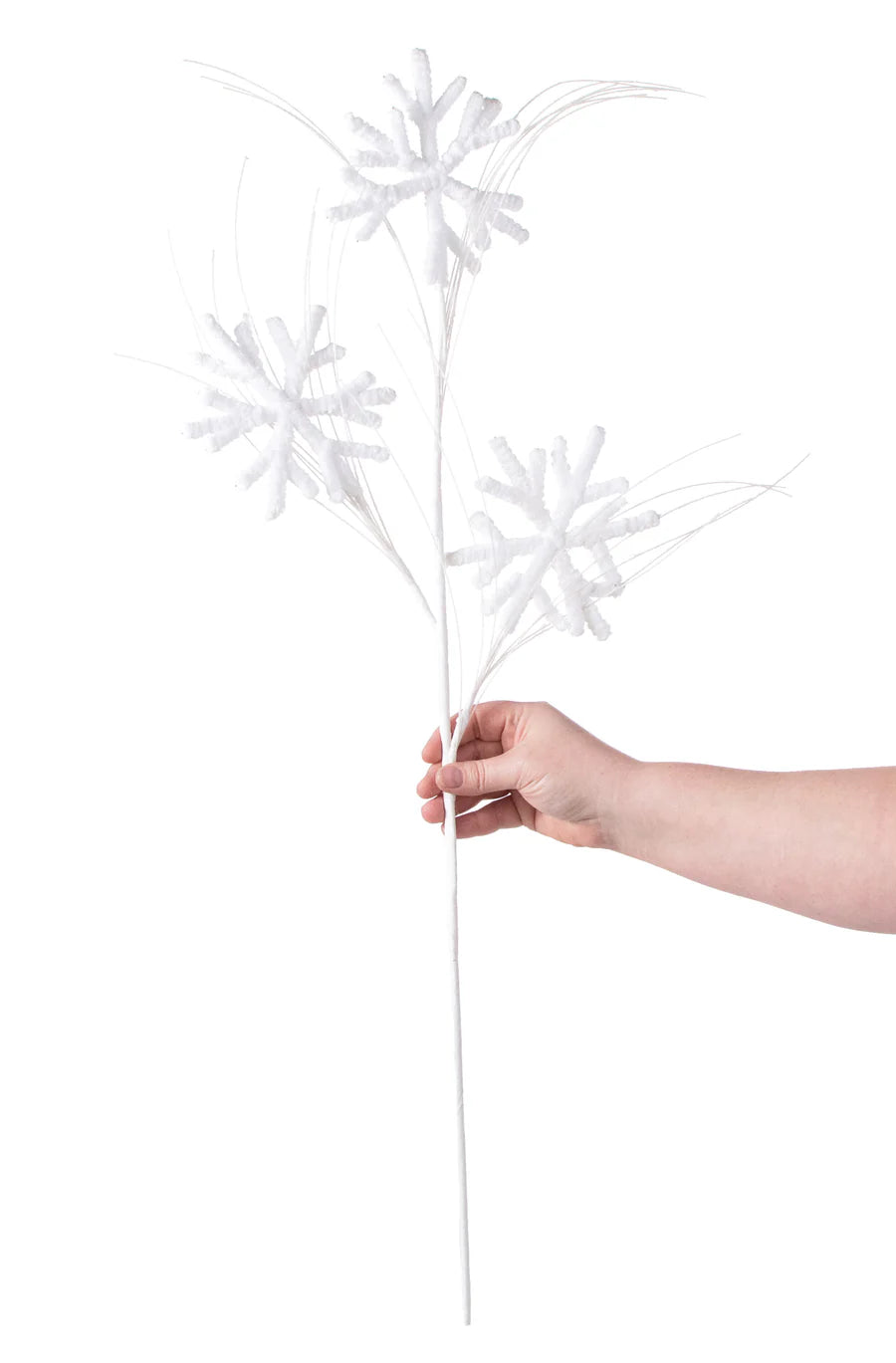 31" White Flocked Snowflake Spray