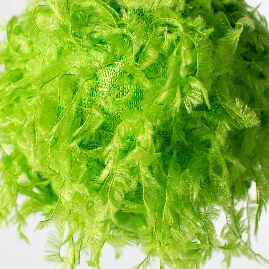 3.25" Furry Fabric Ball Ornament: Lime Green