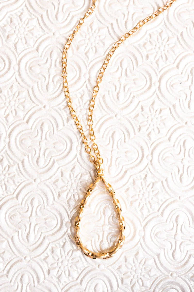 Teresa Teardrop Worn Goldtone Necklace