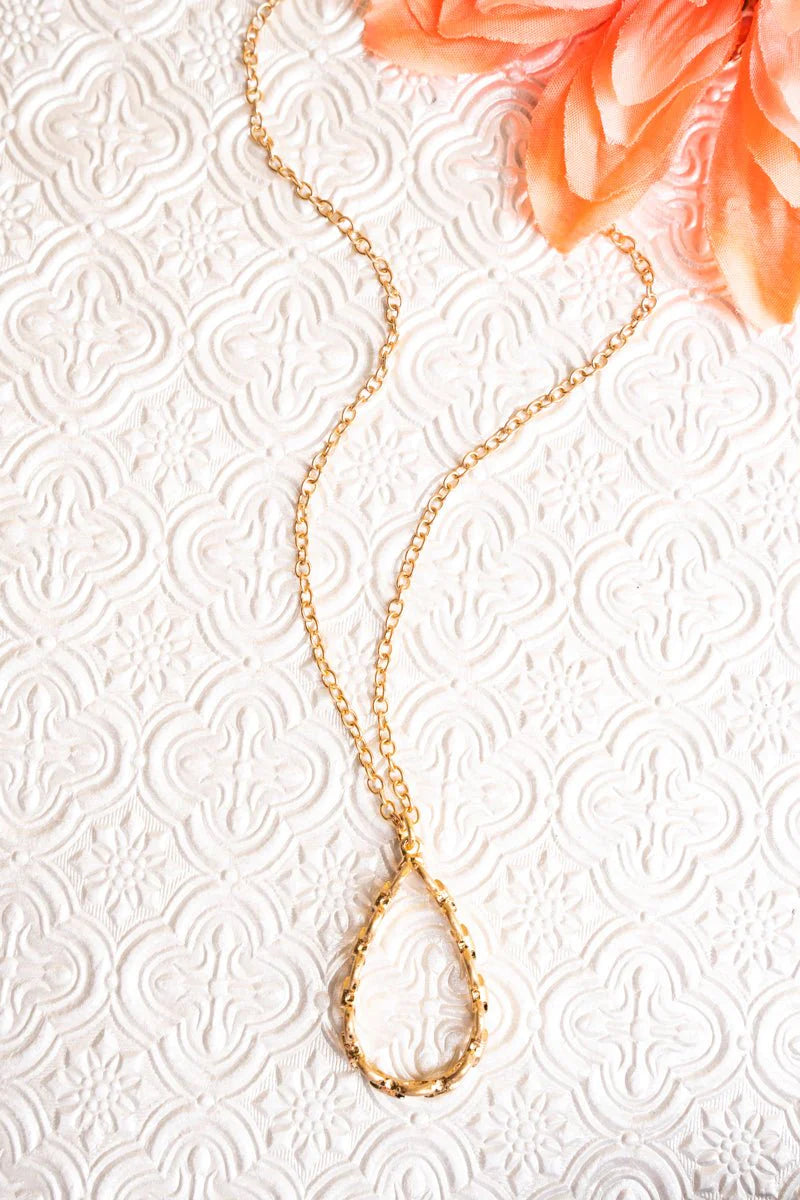 Teresa Teardrop Worn Goldtone Necklace