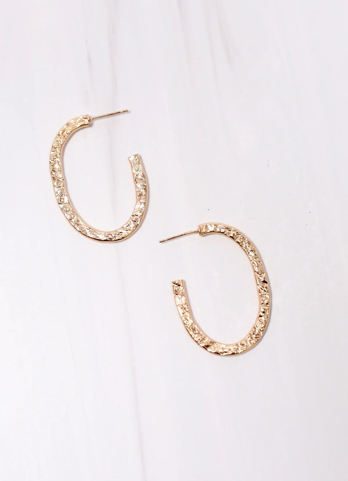 Caroline Hill Gold Chevre Hammered Hoop Earrings