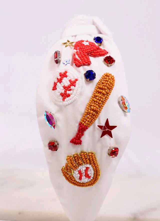 Caroline Hill White All Star Baseball Headband