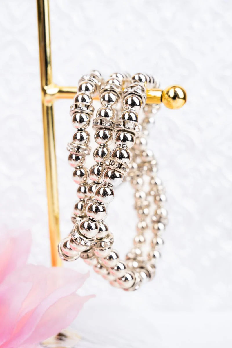 Crystal Avenue Get To It Crystal And Silvertone Bead Bracelet Set