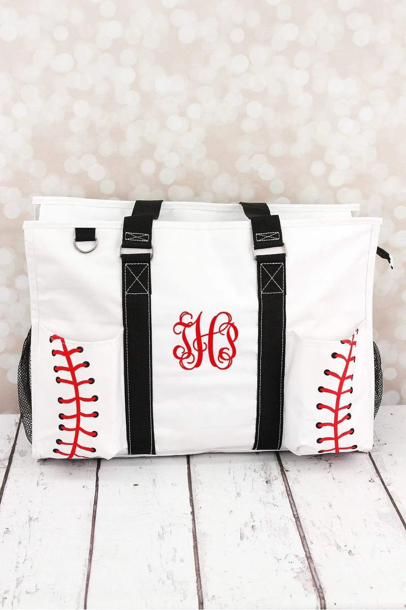 NGIL Baseball Laces With Black Trim Large Organizer Tote