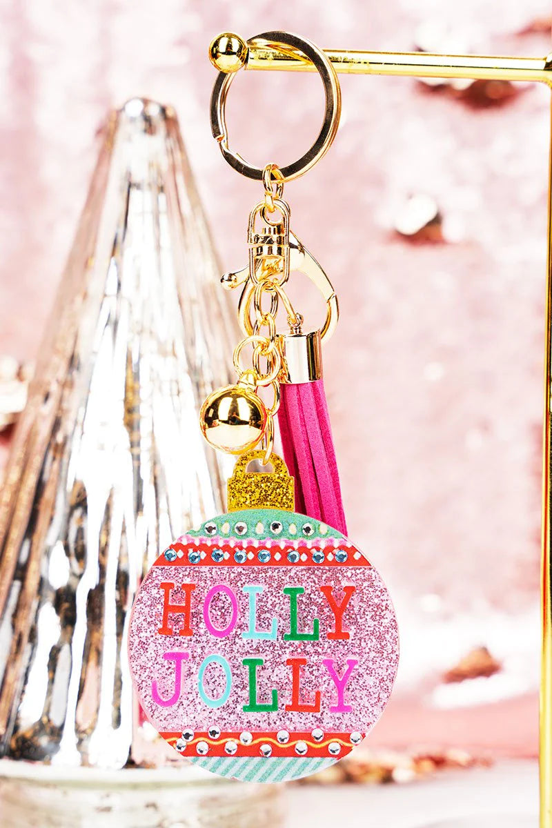 Viola Pink 'Holly Jolly' Acrylic Keychain