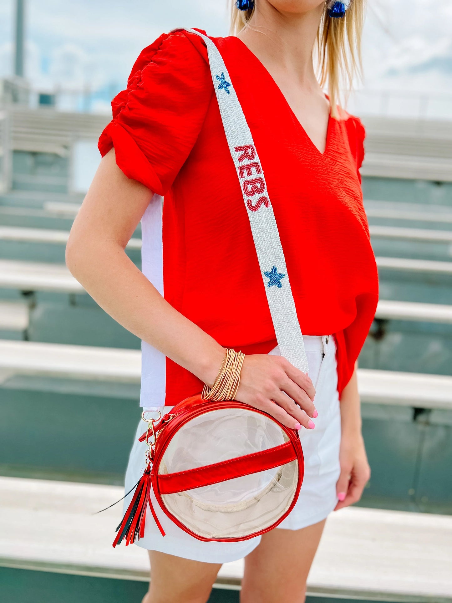 Madison Clear Crossbody METALLIC RED