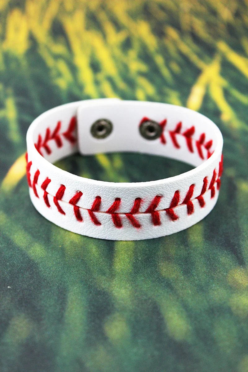 Baseball Faux Leather Cuff Bracelet