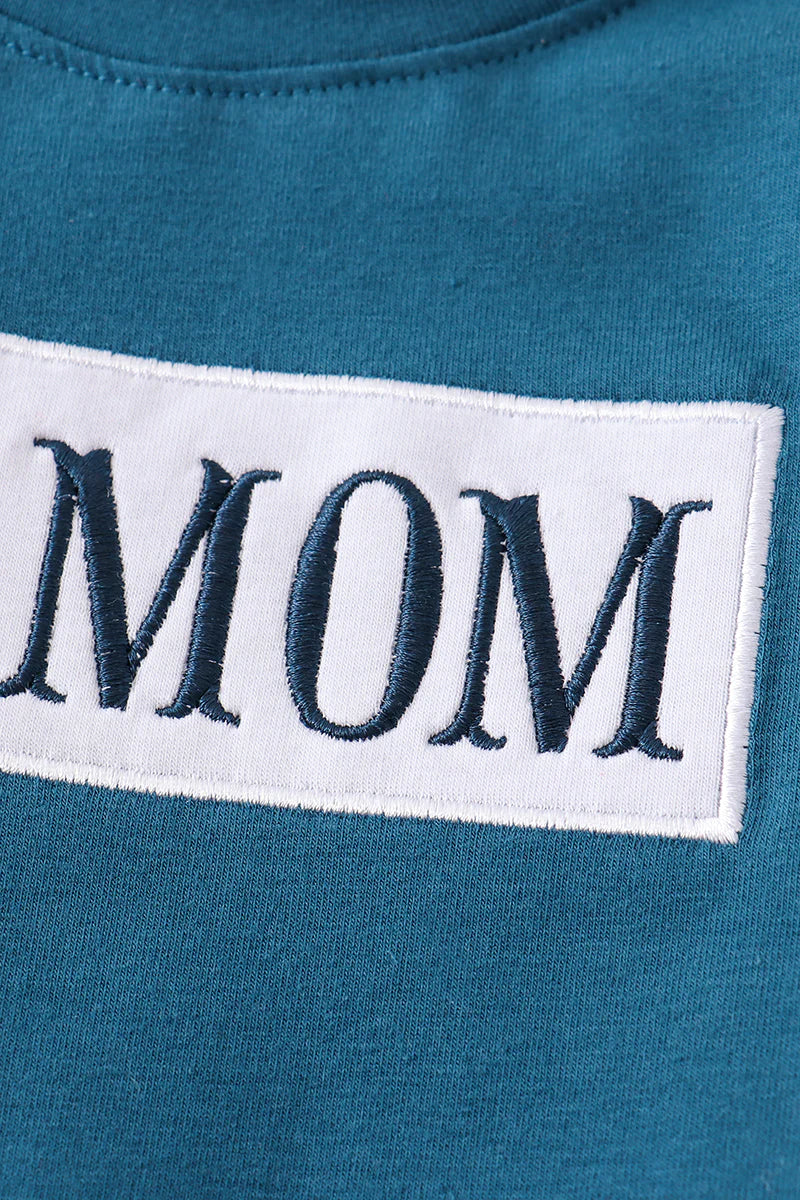 Boys Navy I Love Mom Embroidery Top