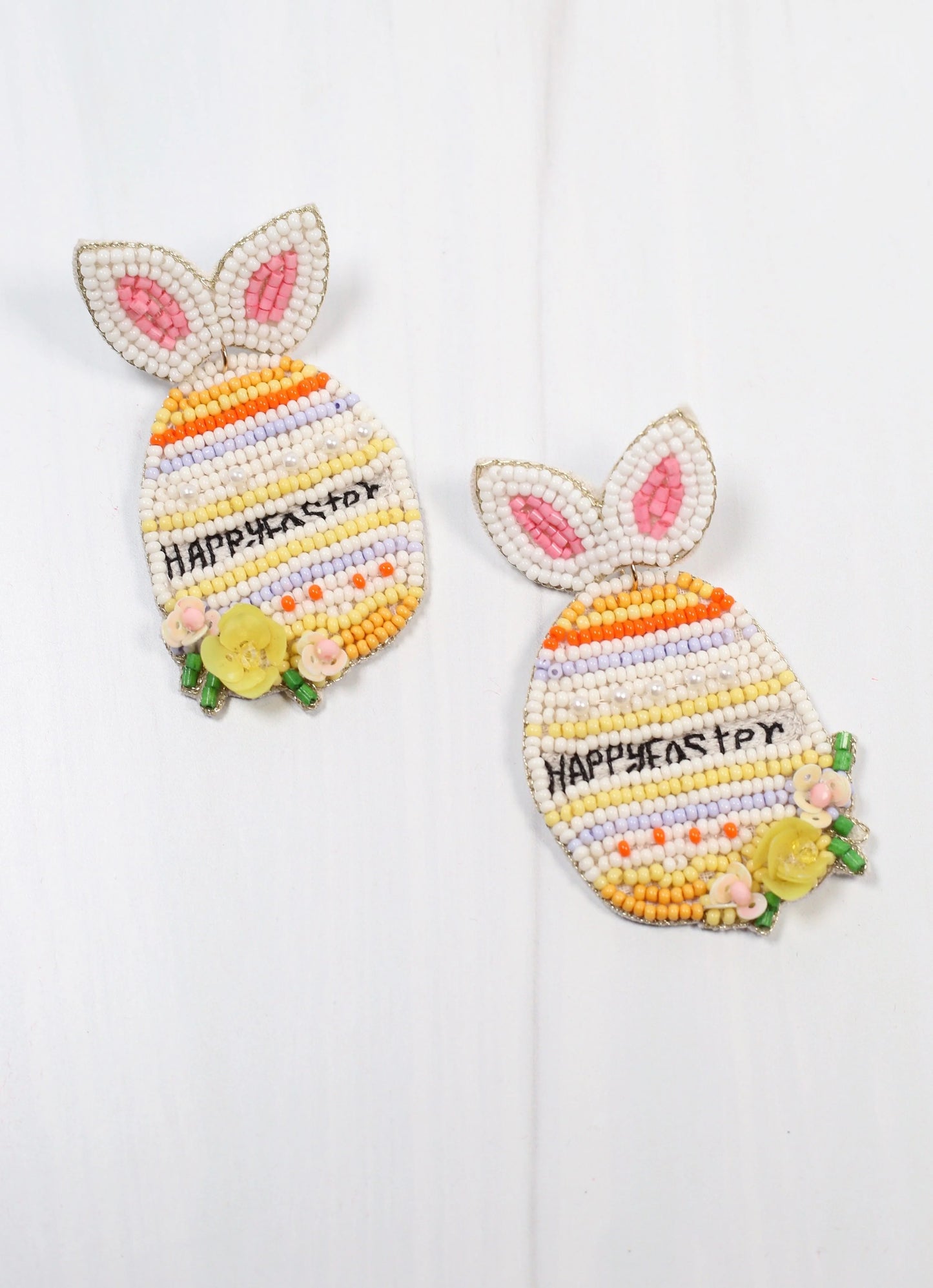 Happy Easter Embellished Egg Earring YELLOW