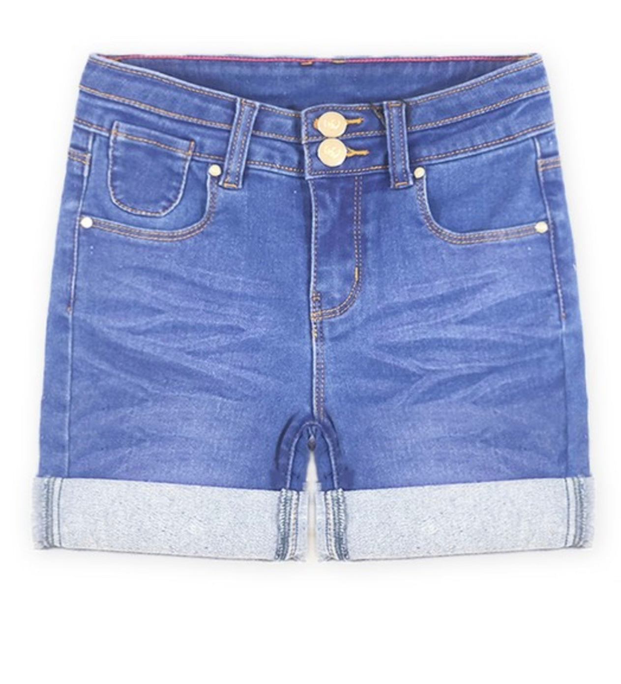 Girls Blue Jay Denim Mid-Length With Cat Face Pocket