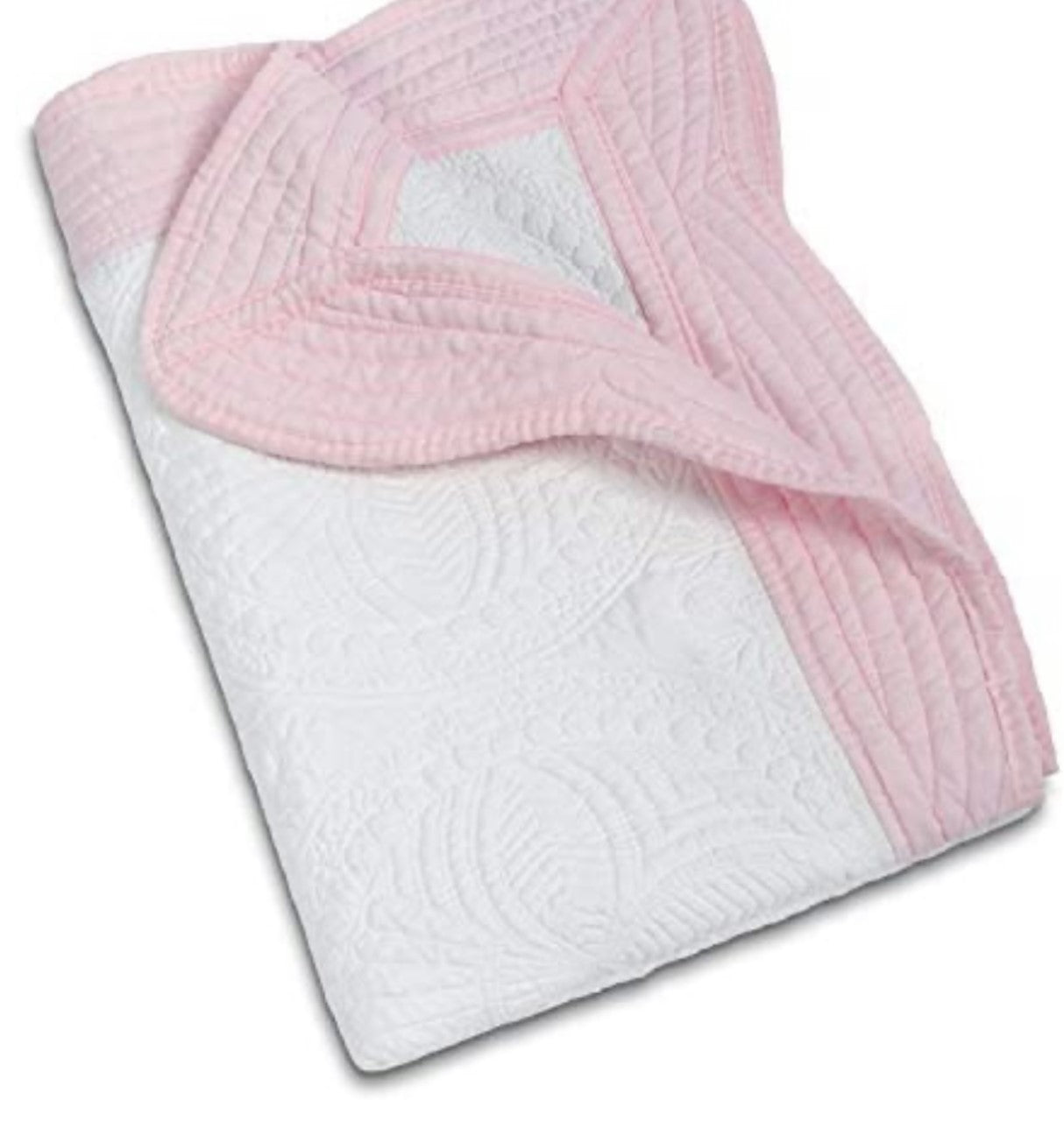 Heirloom Blanket White With Pink Trim