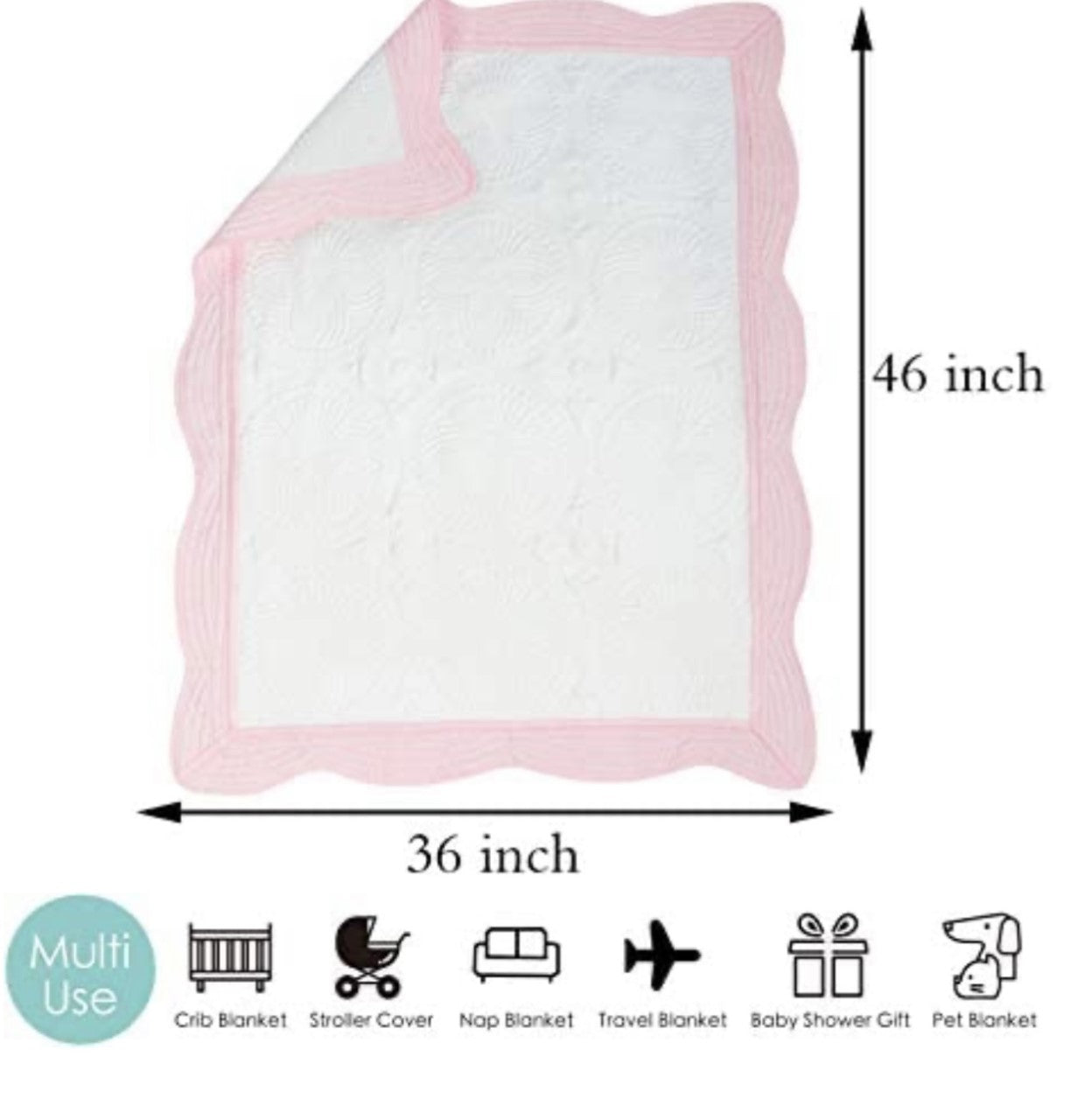 Heirloom Blanket White With Pink Trim
