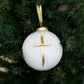 4" Cruix Glass Ball Ornament White/Gold