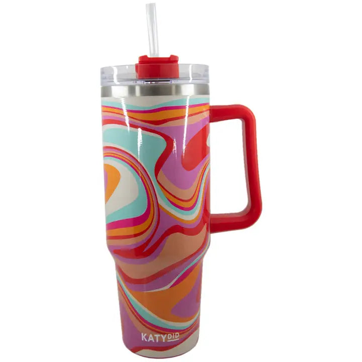 Katydid Groovy Swirls Insulated Tumbler Cup w/ Handle