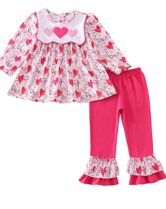 Girls Pink Valentine's Day Heart Embroidery Set