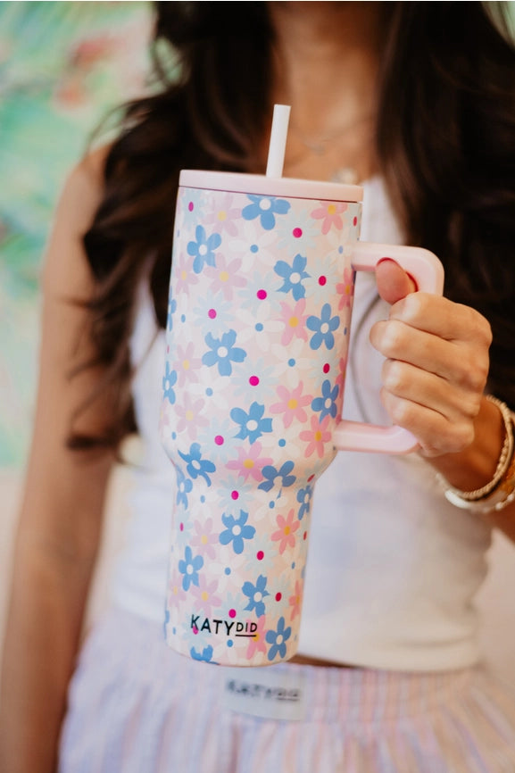 KATYDID DAINTY FLORALS 38OZ STAINLESS STEEL TUMBLER